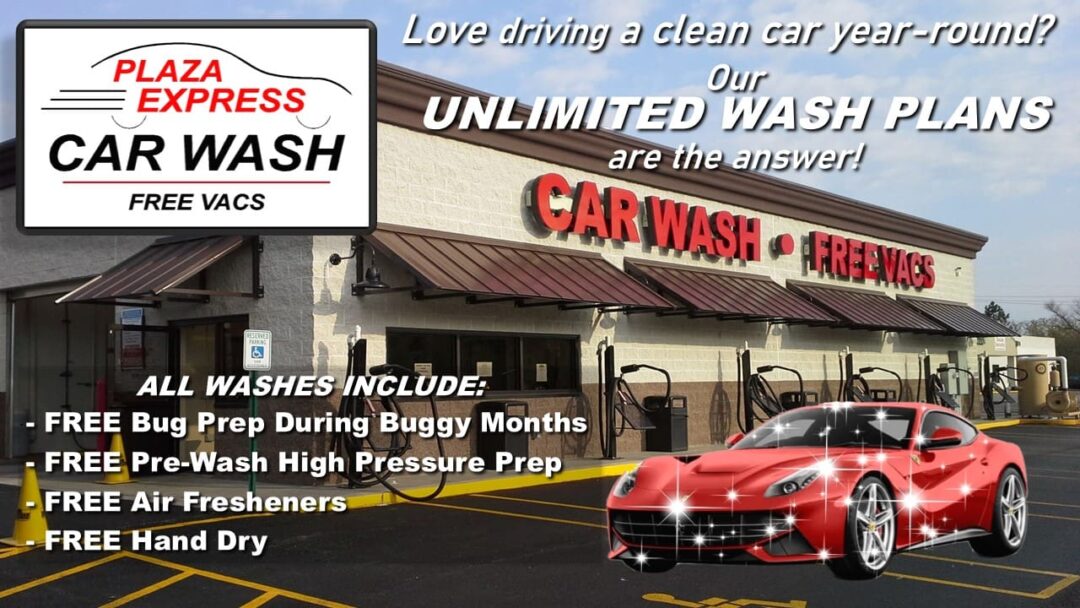 A car wash is shown with cars parked in front of it.